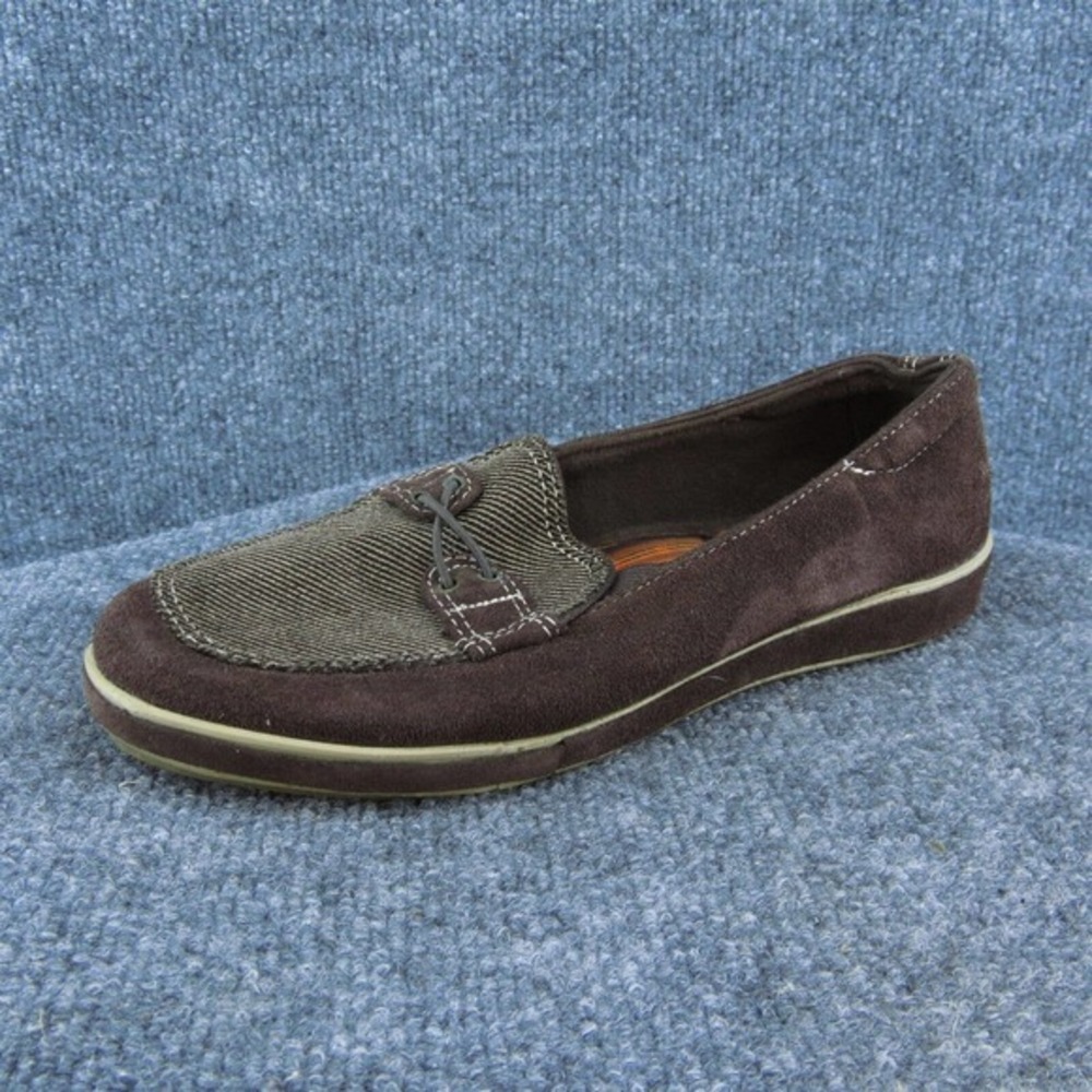Grasshopper Women Flat Shoes Brown Fabric Slip‎ On Size 6.5 Wide
